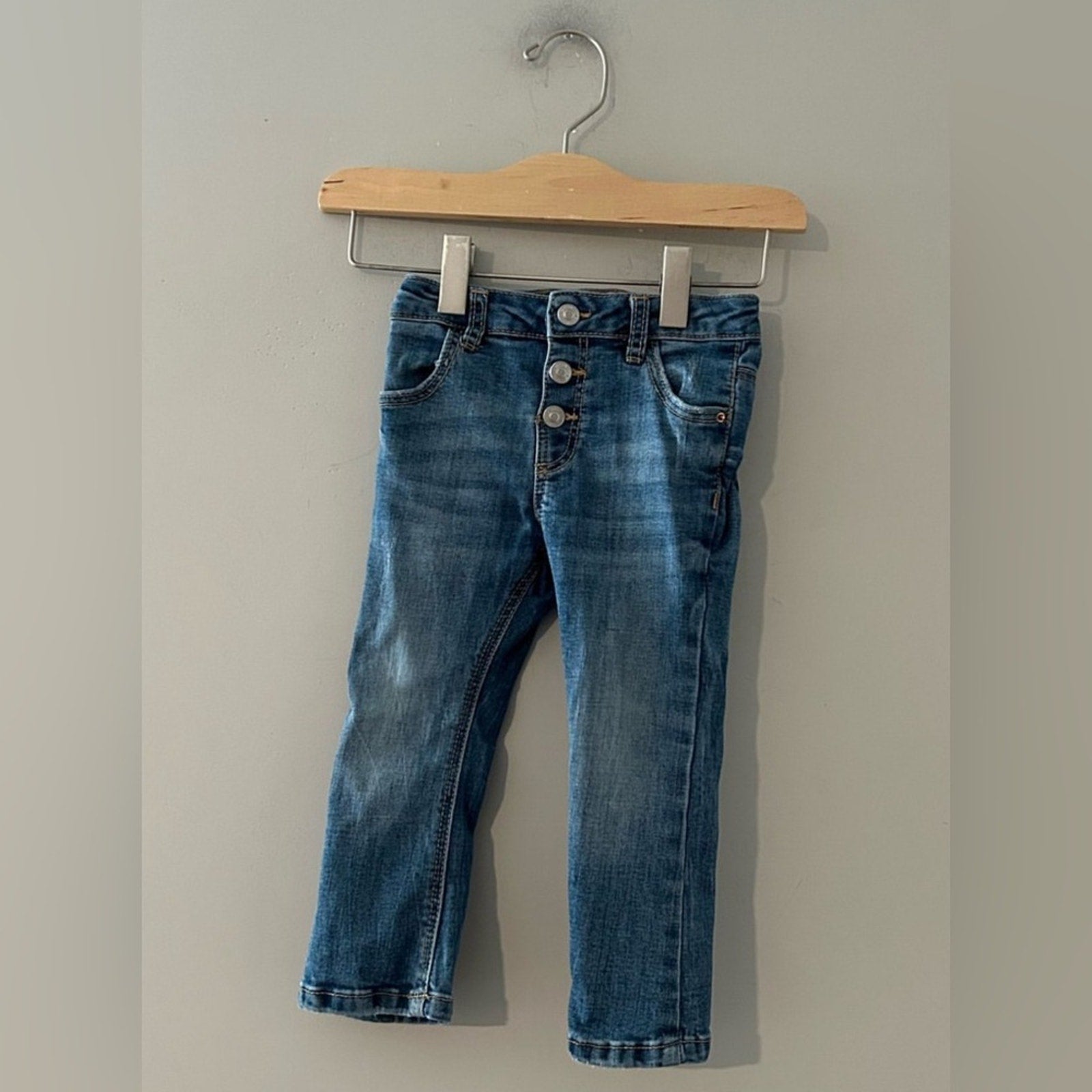 zara girls' jeans flare exposed high waist buttons 18-24M