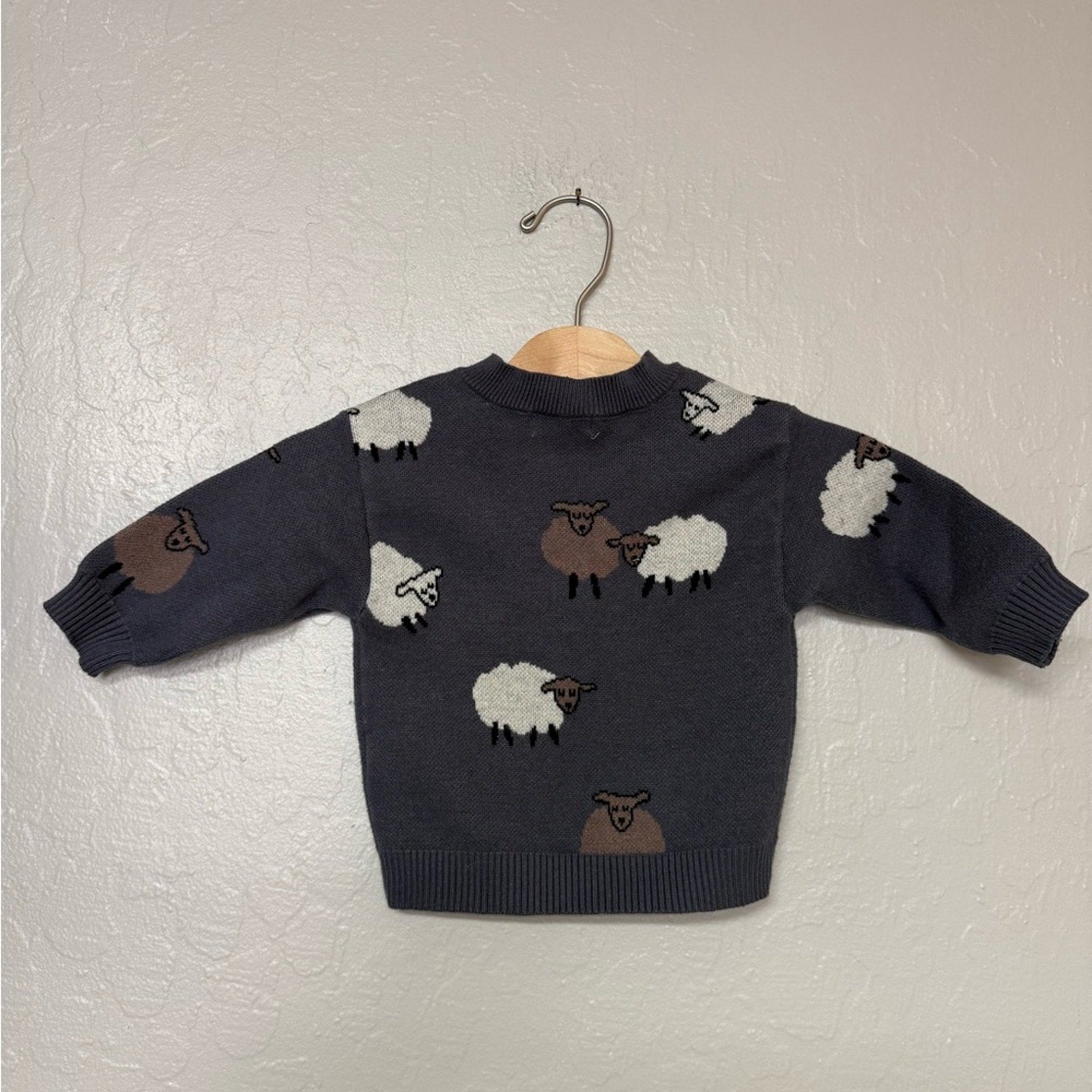 grayson mini charcoal sheep sweater 6-9M