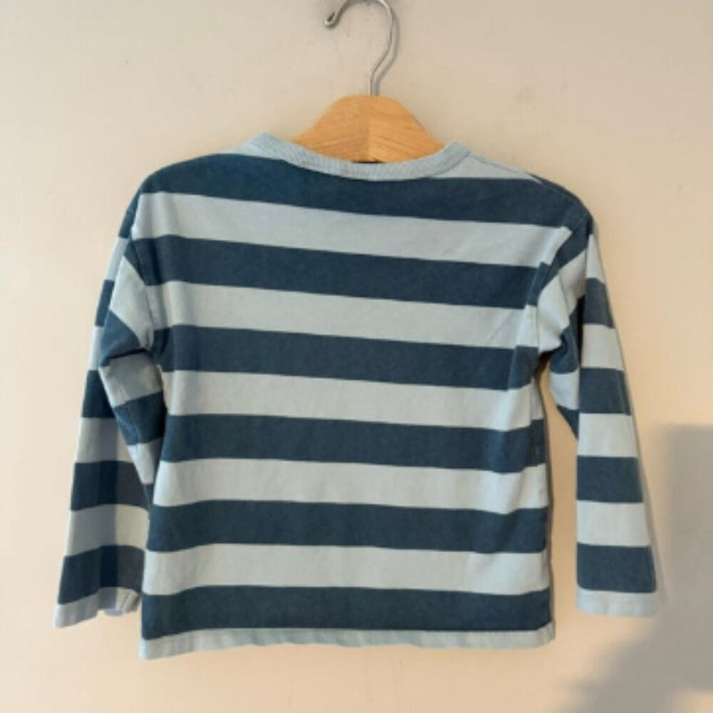 zara boys' long-sleeve blue stripe tee 4-5Y