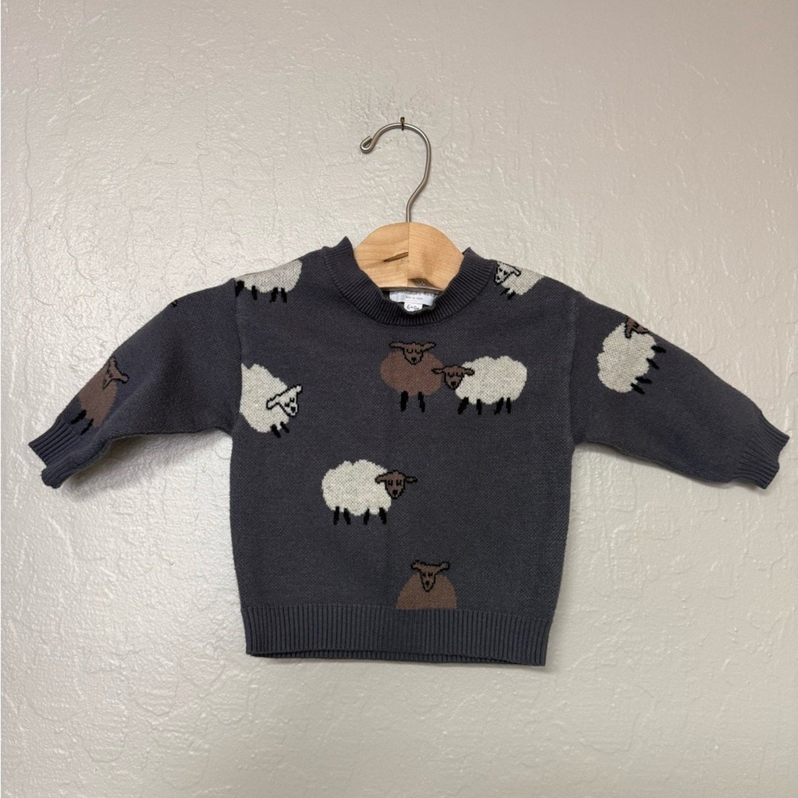grayson mini charcoal sheep sweater 6-9M