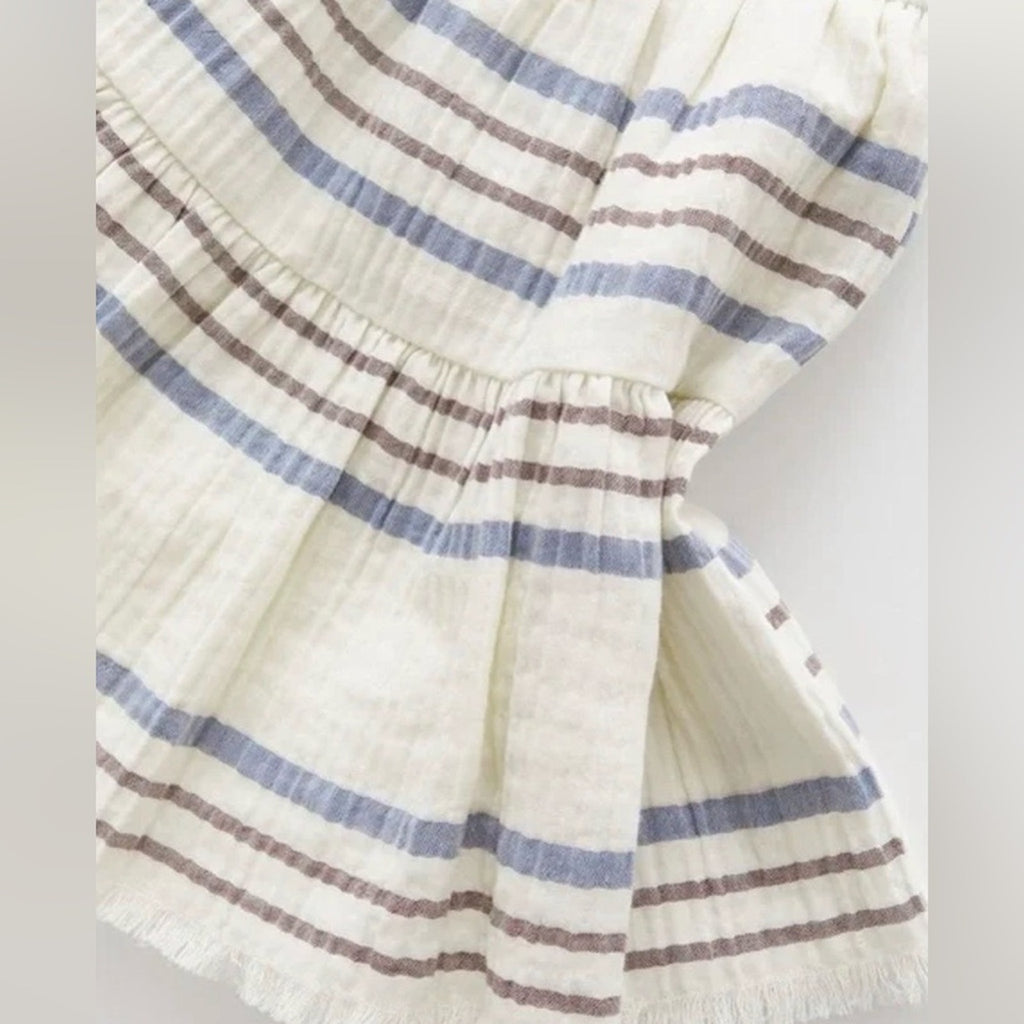 zara girls' muslin stripe skirt set 3-4Y
