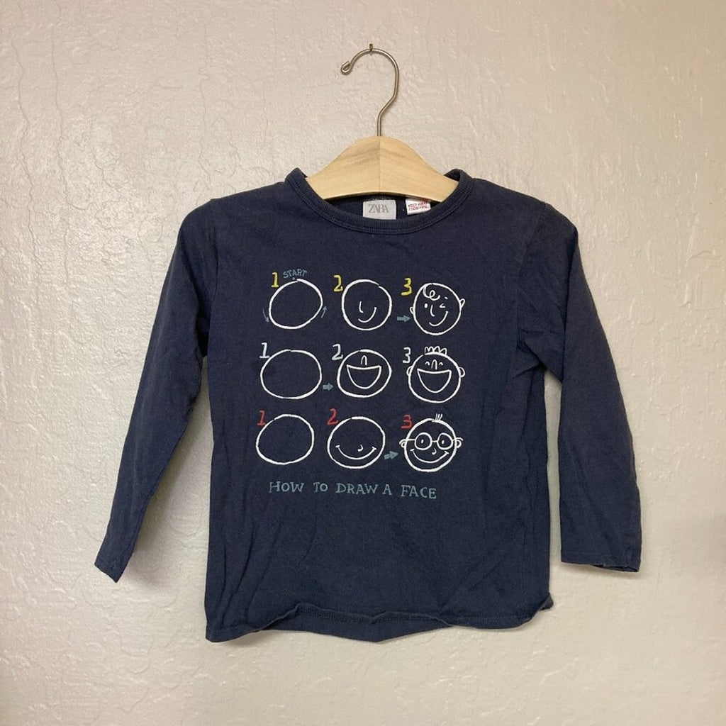 zara boys' long sleeve graphic tee 4-5Y