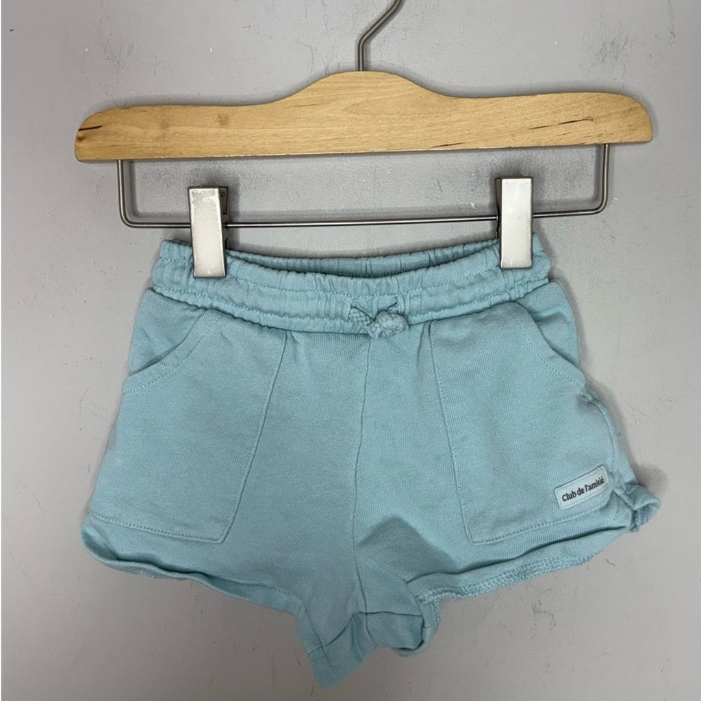 zara girls' blue cotton shorts 4Y