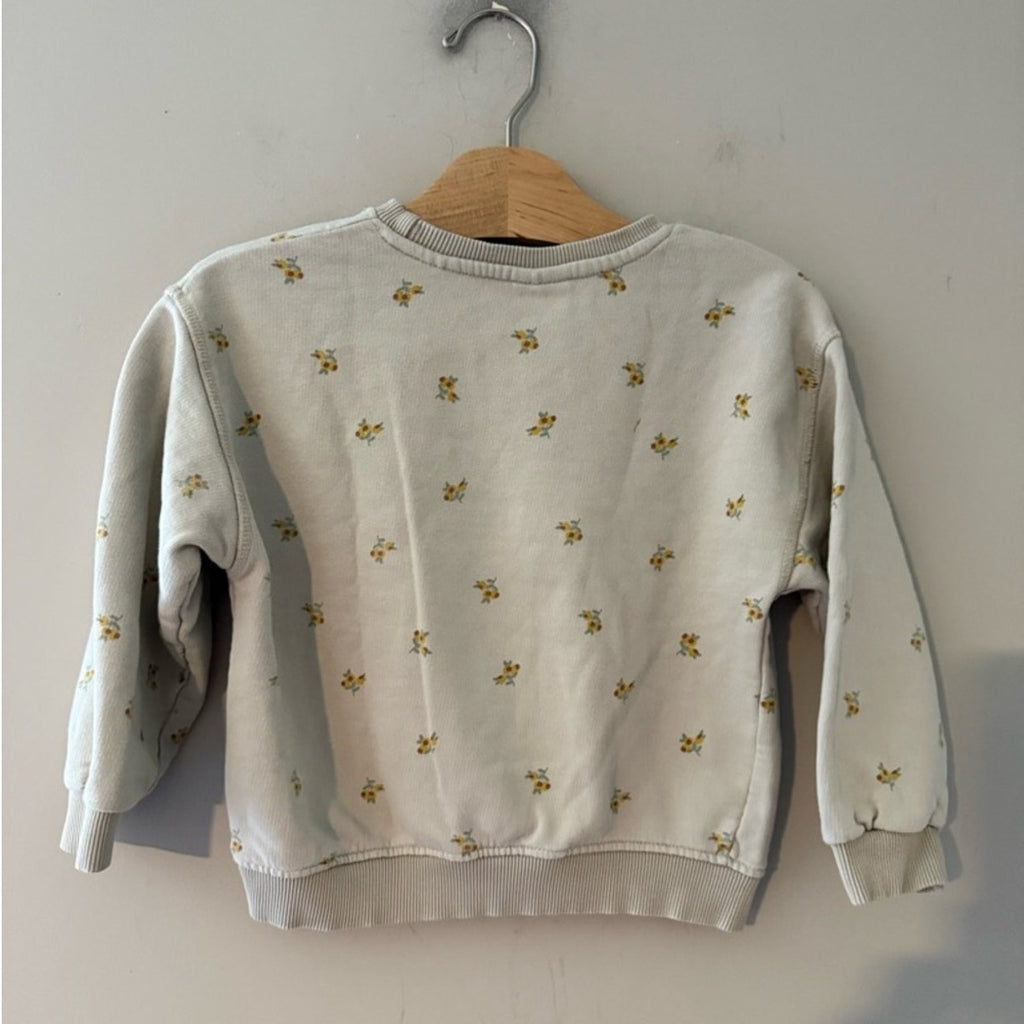 zara girls' beige floral sweatshirt 4-5Y