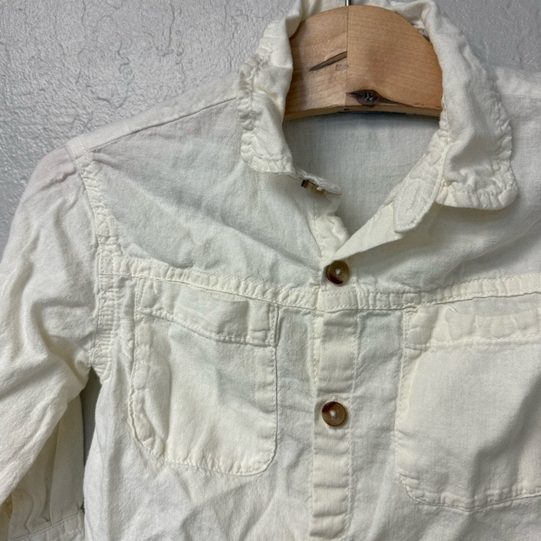 zara boys' linen cotton cream shirt 2-3Y