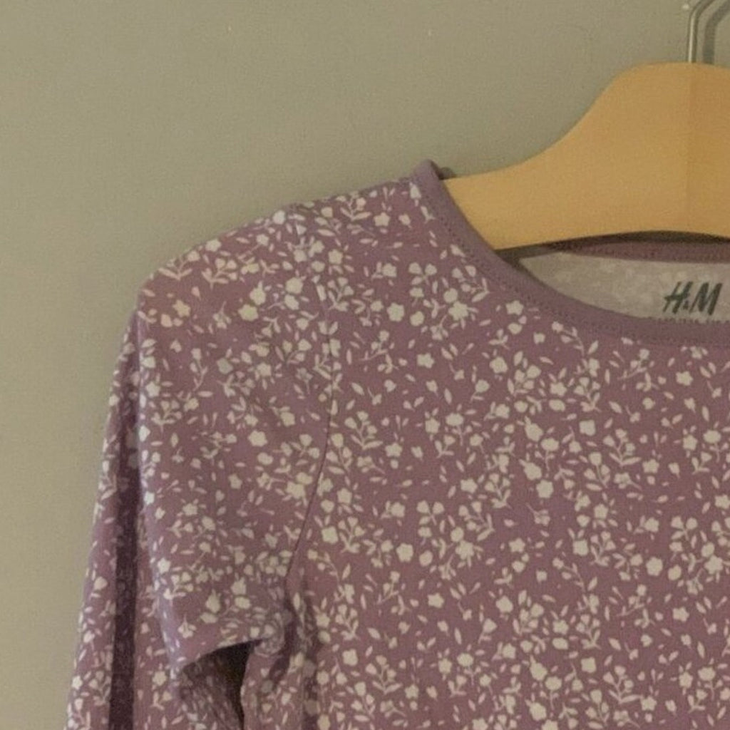 h&m purple floral long-sleeve dress 5-6Y