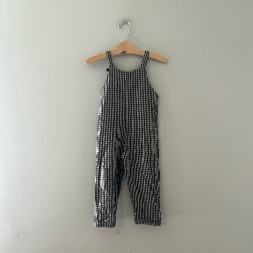 zara navy blue checked jumpsuit 3-4Y