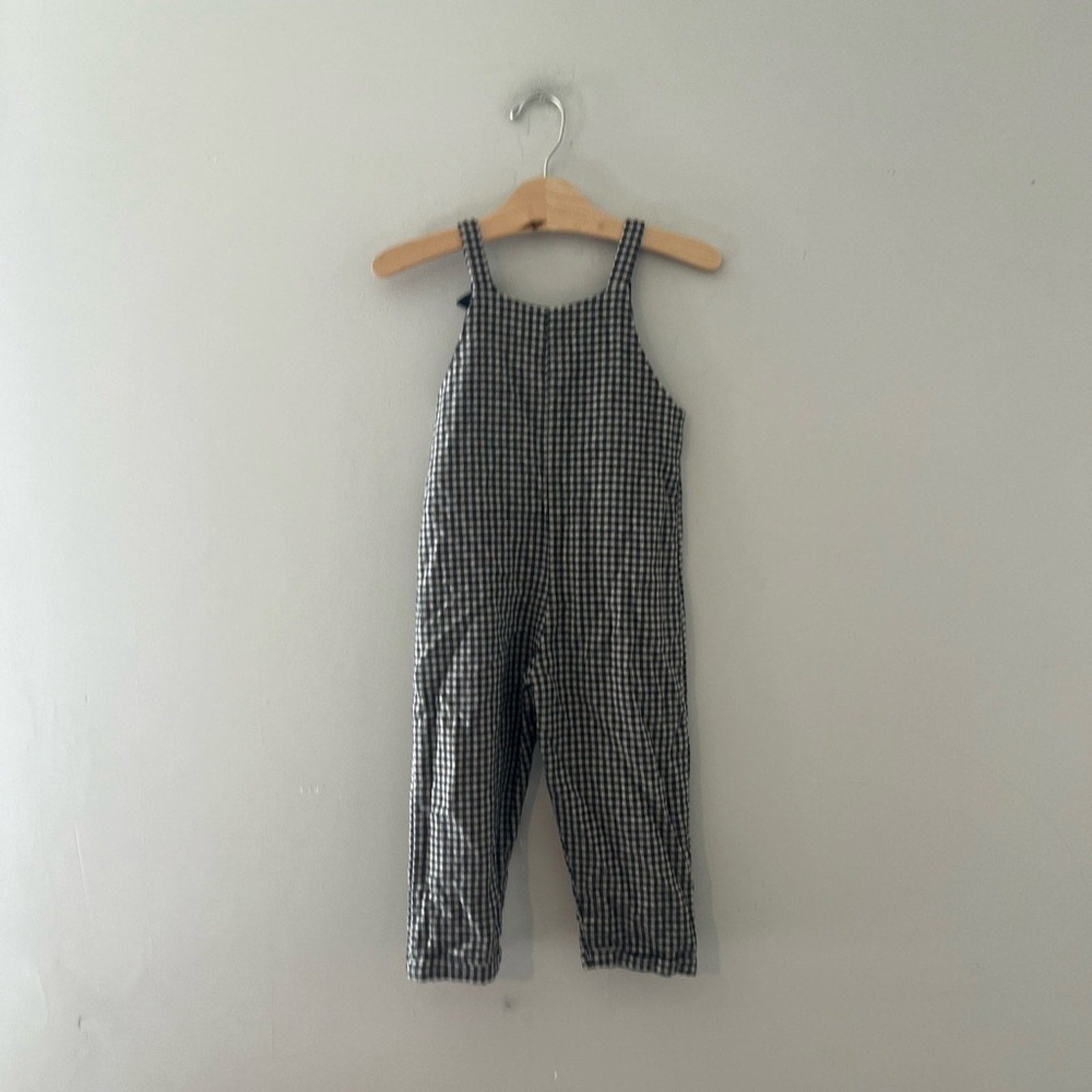 zara navy blue checked jumpsuit 3-4Y