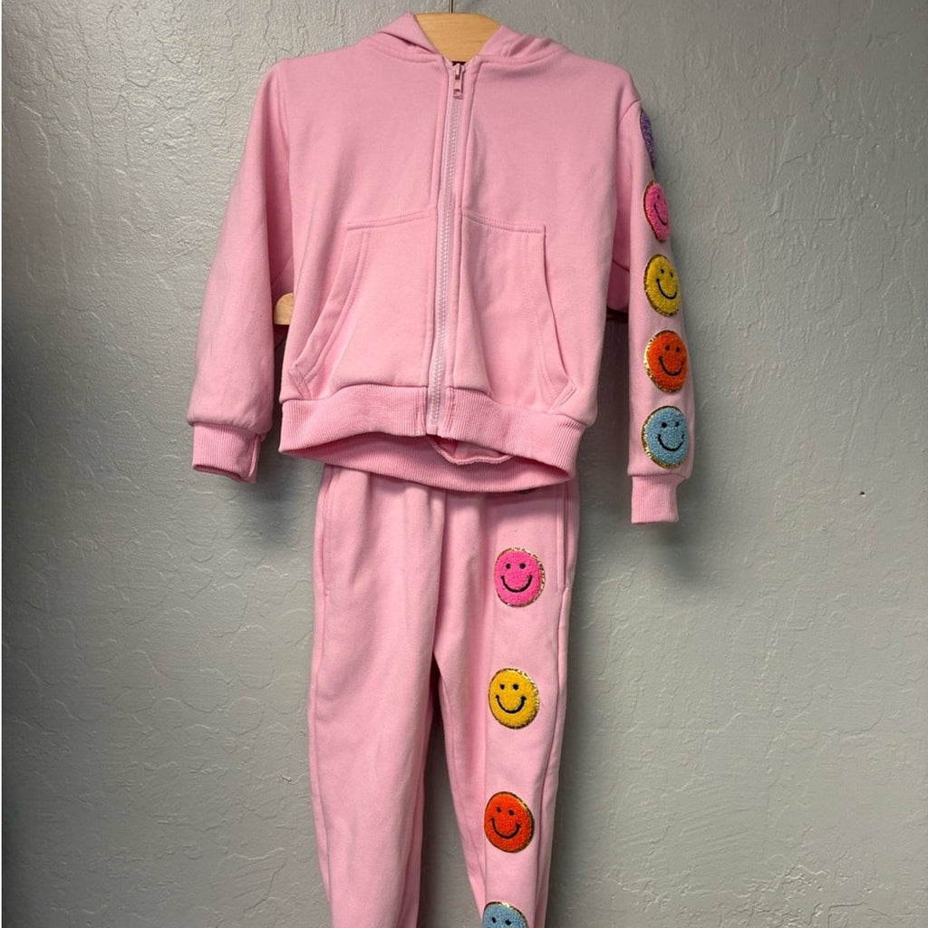lola and the boys pink smiley sweatsuit 2T
