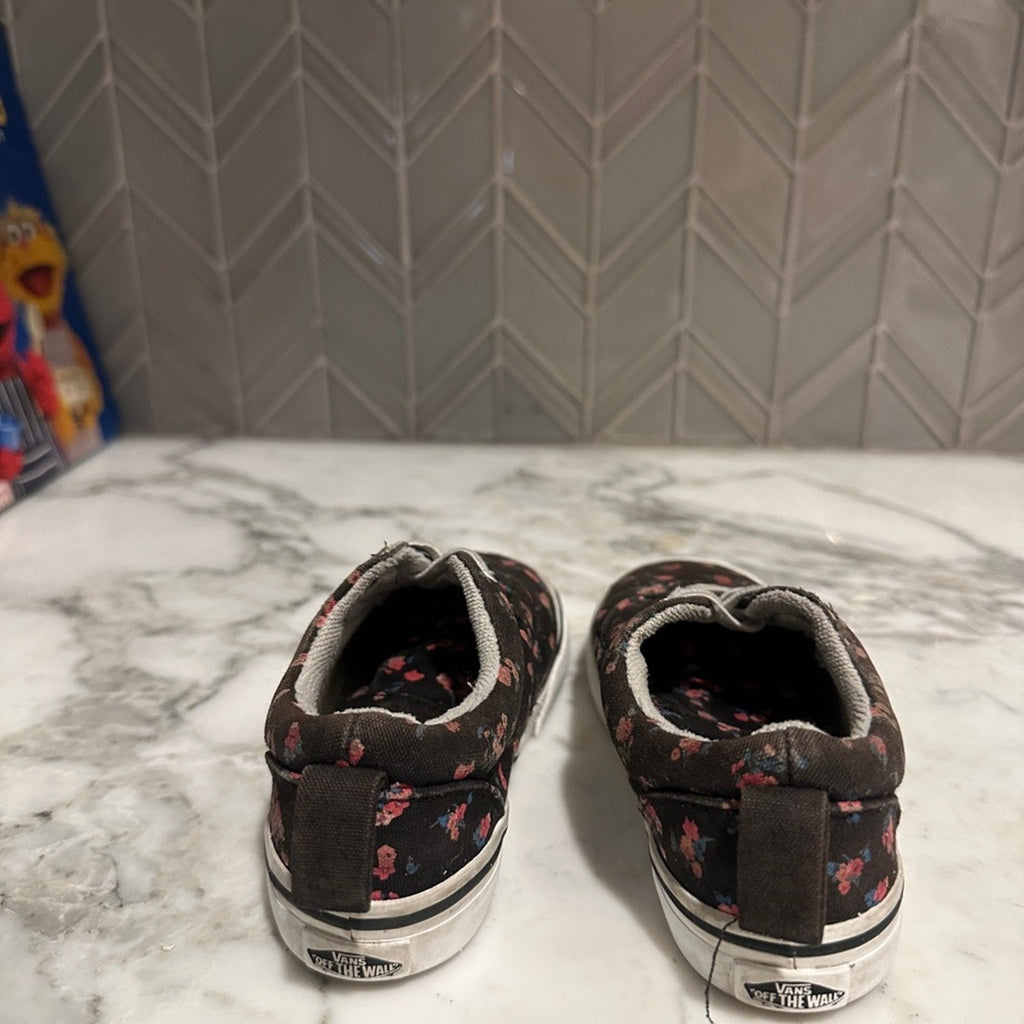 vans‎ girls' black floral shoes 8c