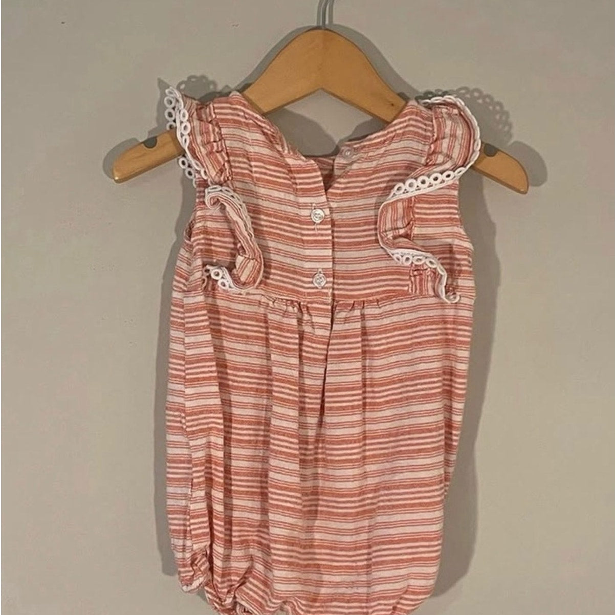 maisonette muslin stripe romper 6-9M