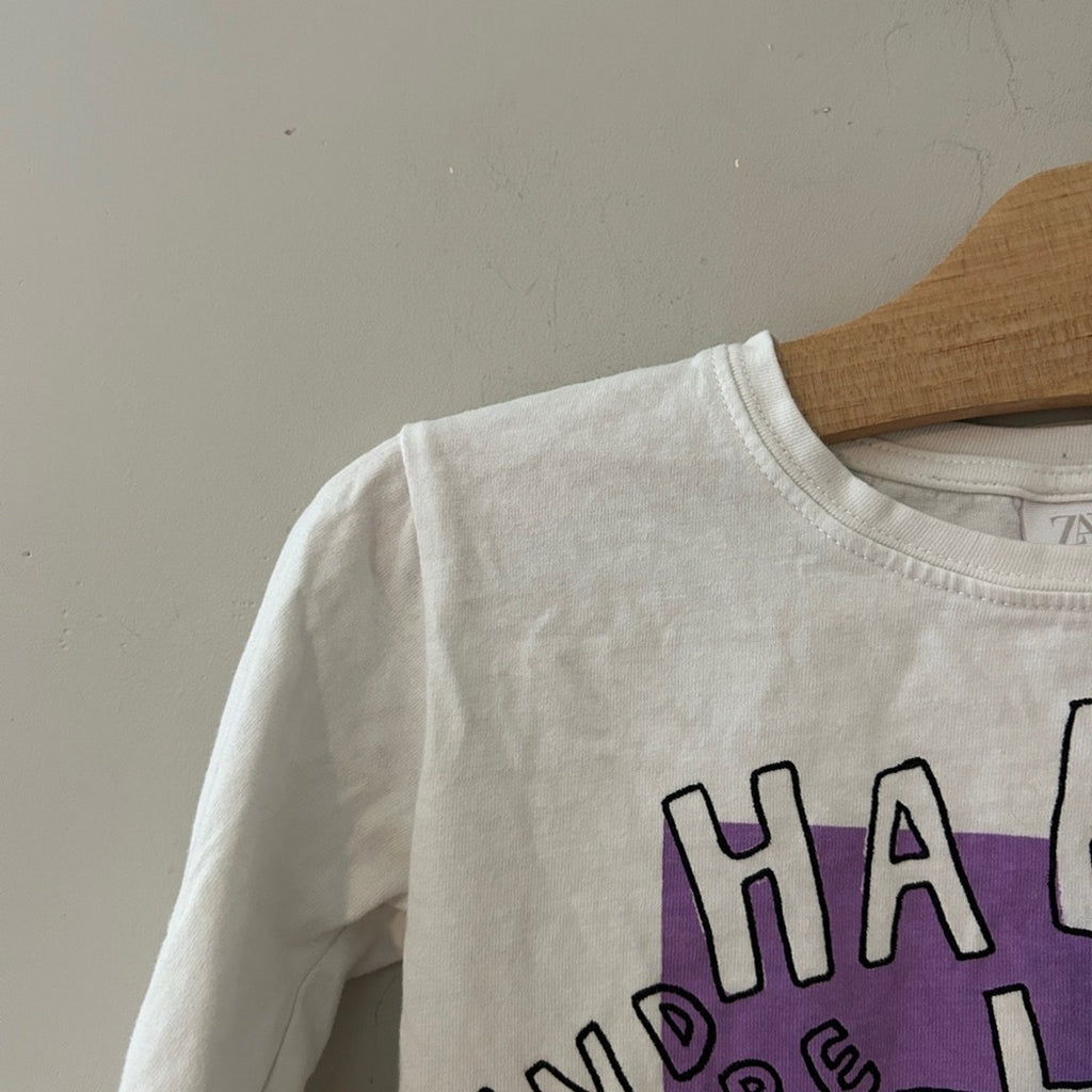 zara girls' white bunny tee 2-3Y