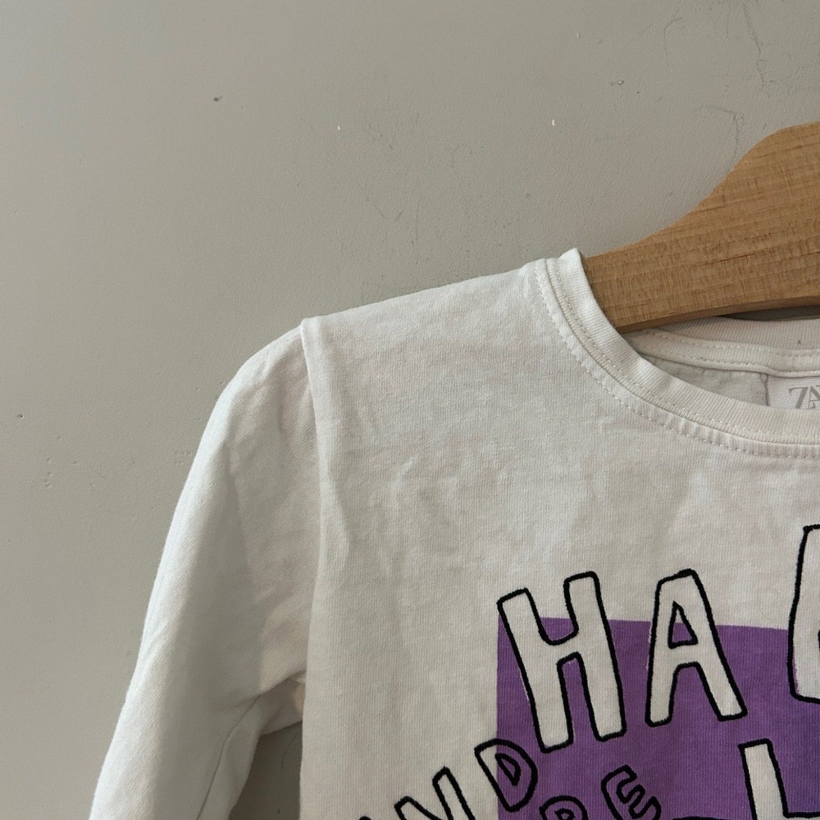 zara girls' white bunny tee 2-3Y