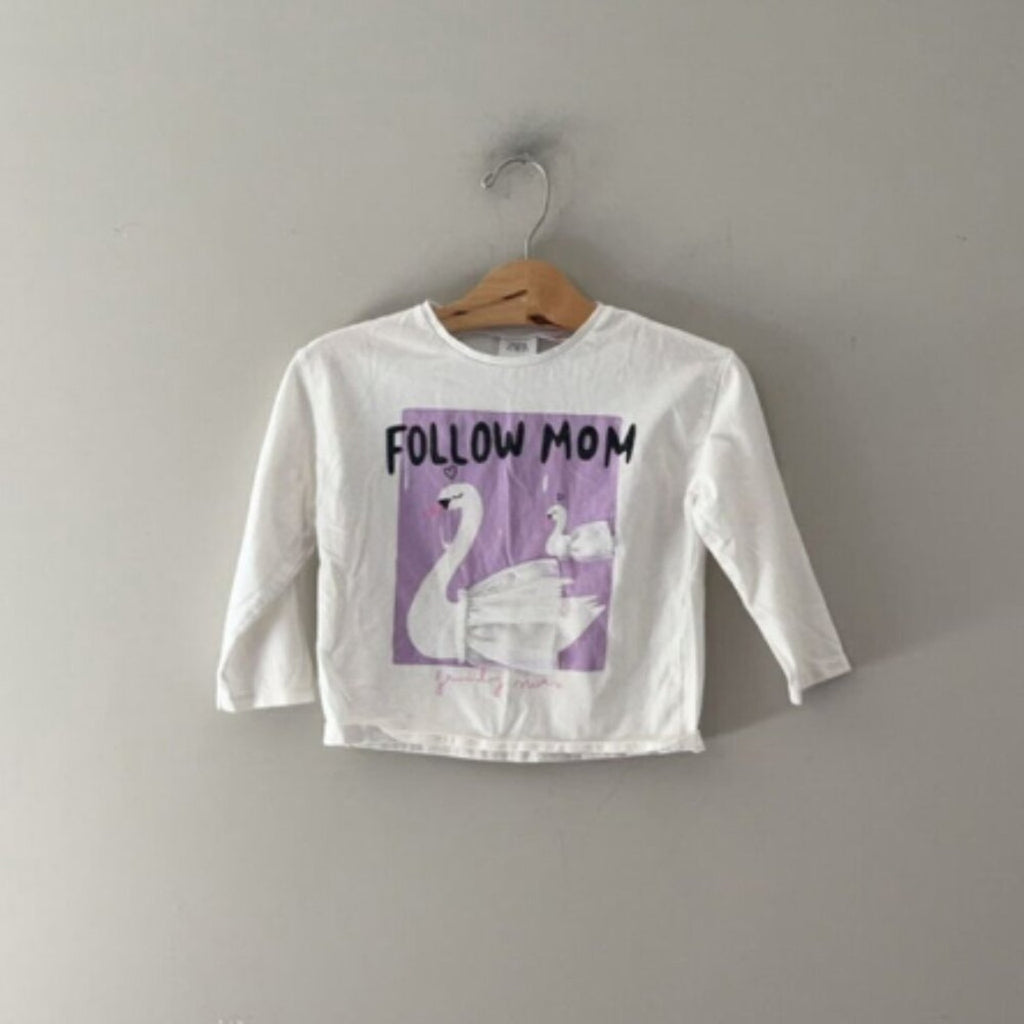 zara girls' swan tee 3-4Y