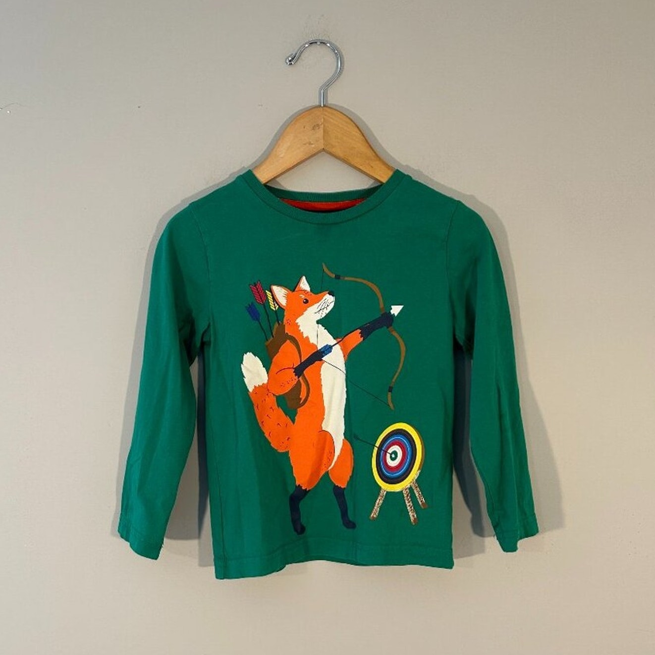 mini boden green fox tee 4Y