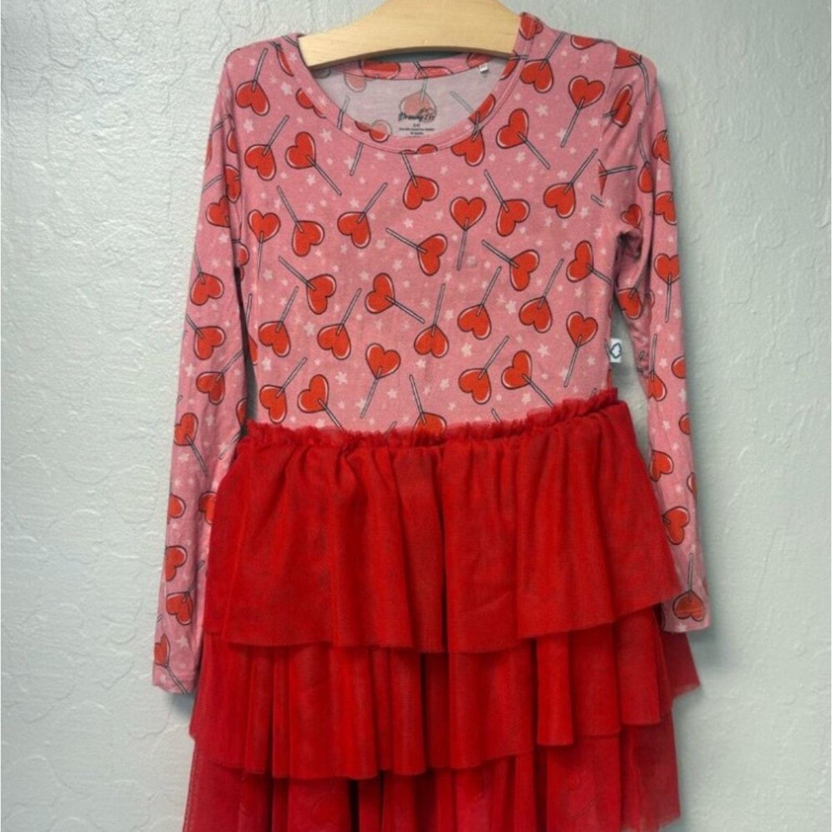 dream big little co. red hearts dress 5-6Y