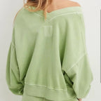 aerie green sweatshirt double v SMALL