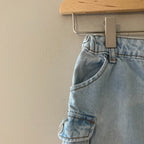 zara boys' denim cargo shorts 18-24M