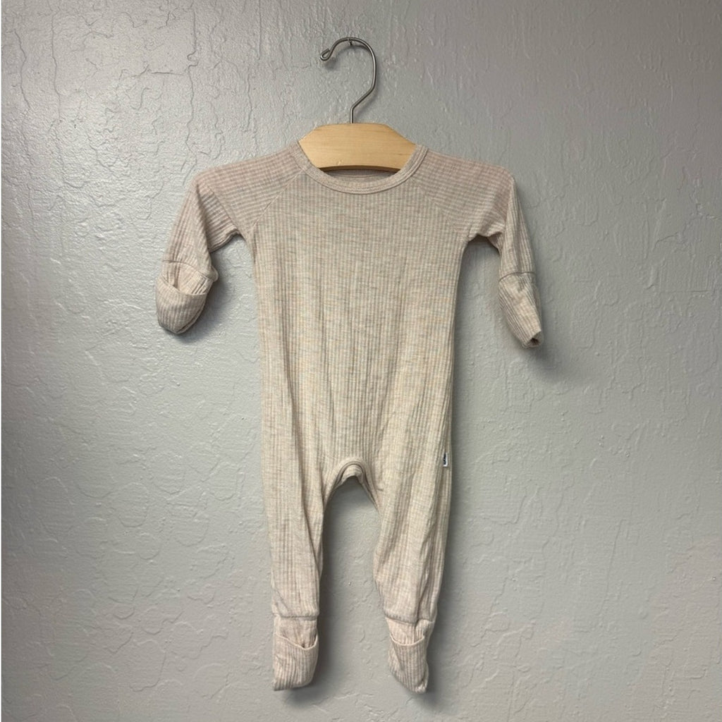 little sleepies beige ribbed romper newborn