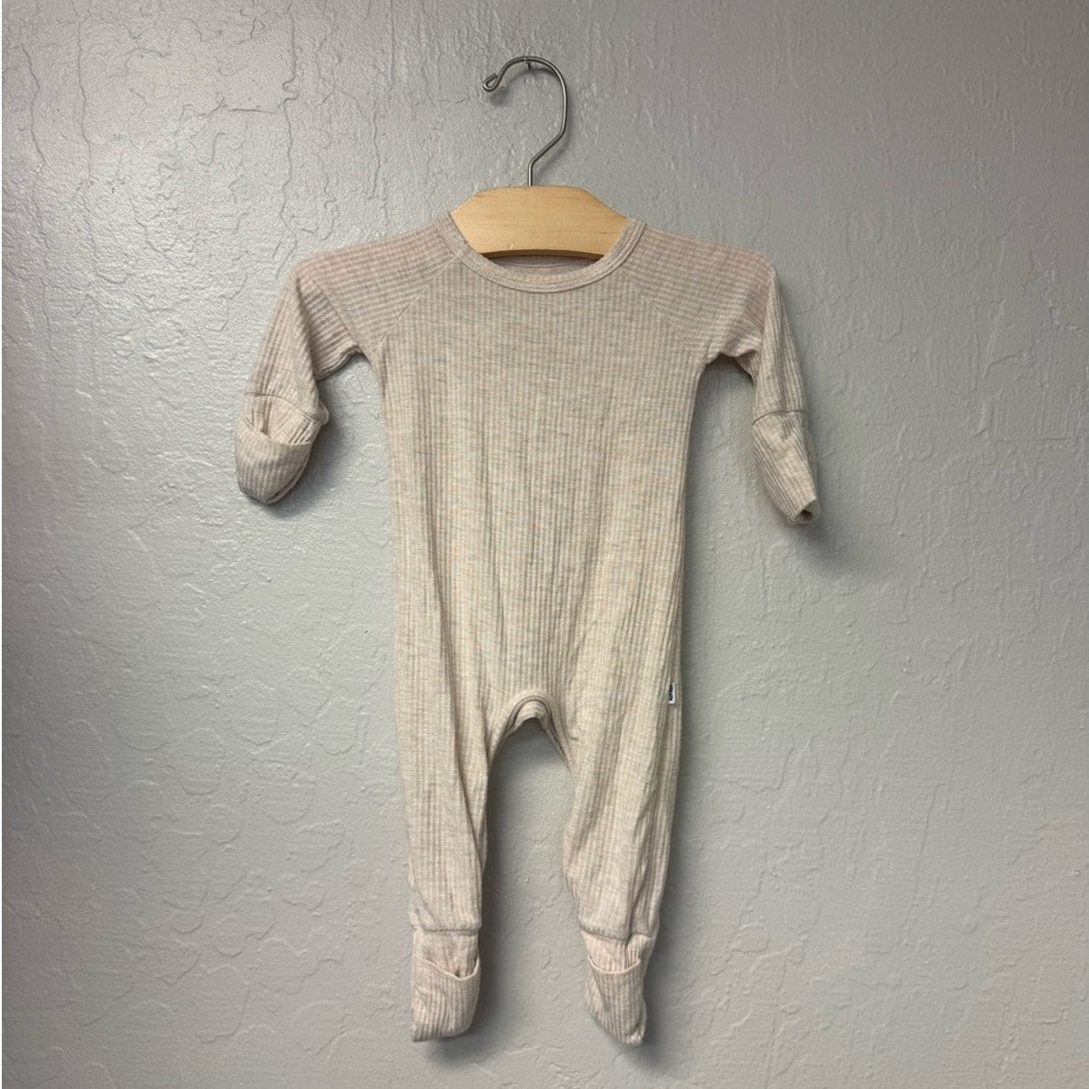 little sleepies beige ribbed romper newborn