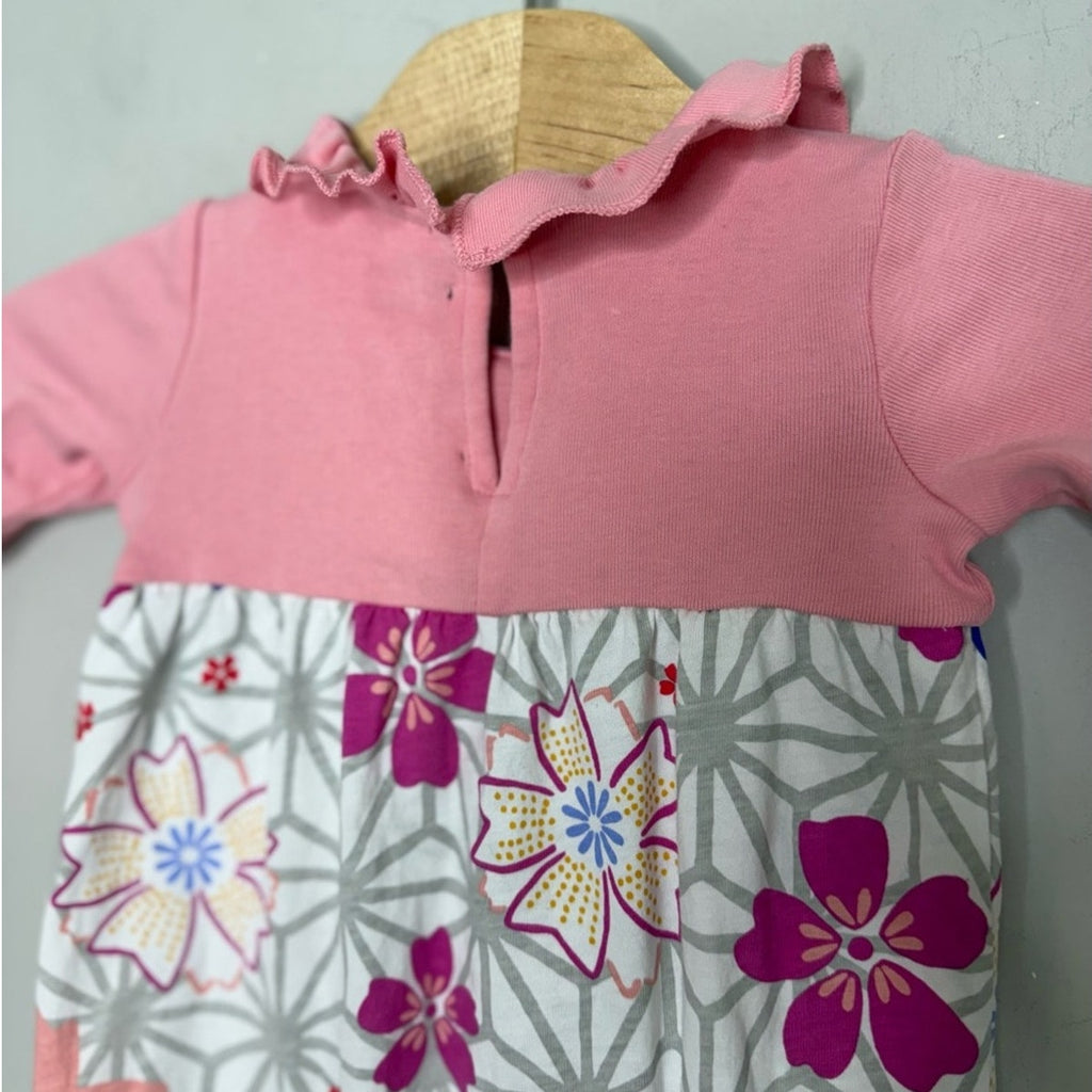 tea collection pink floral romper 6-9M
