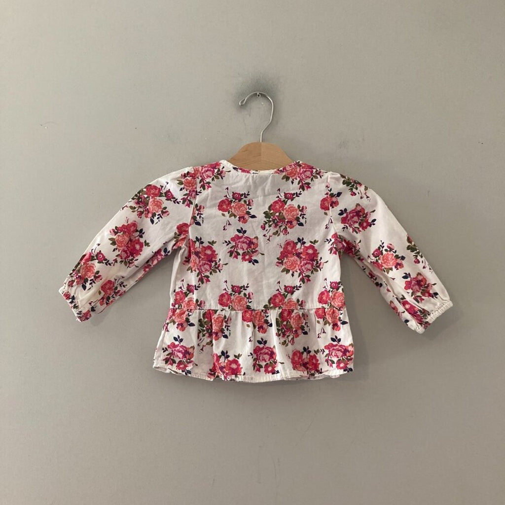 old navy cream floral blouse 18-24M