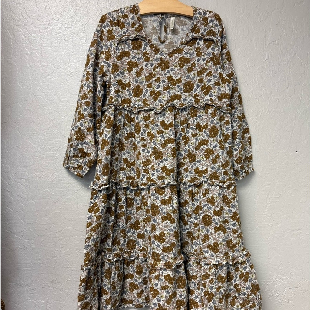 rylee + cru dress tiered floral dress 8-9Y