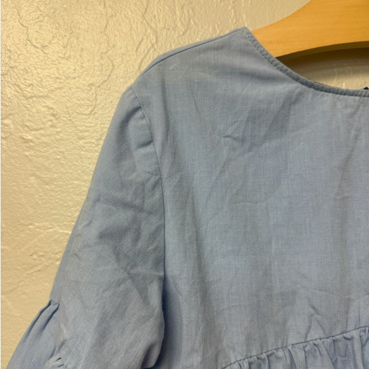 zara blue dress balloon sleeves 9-10Y