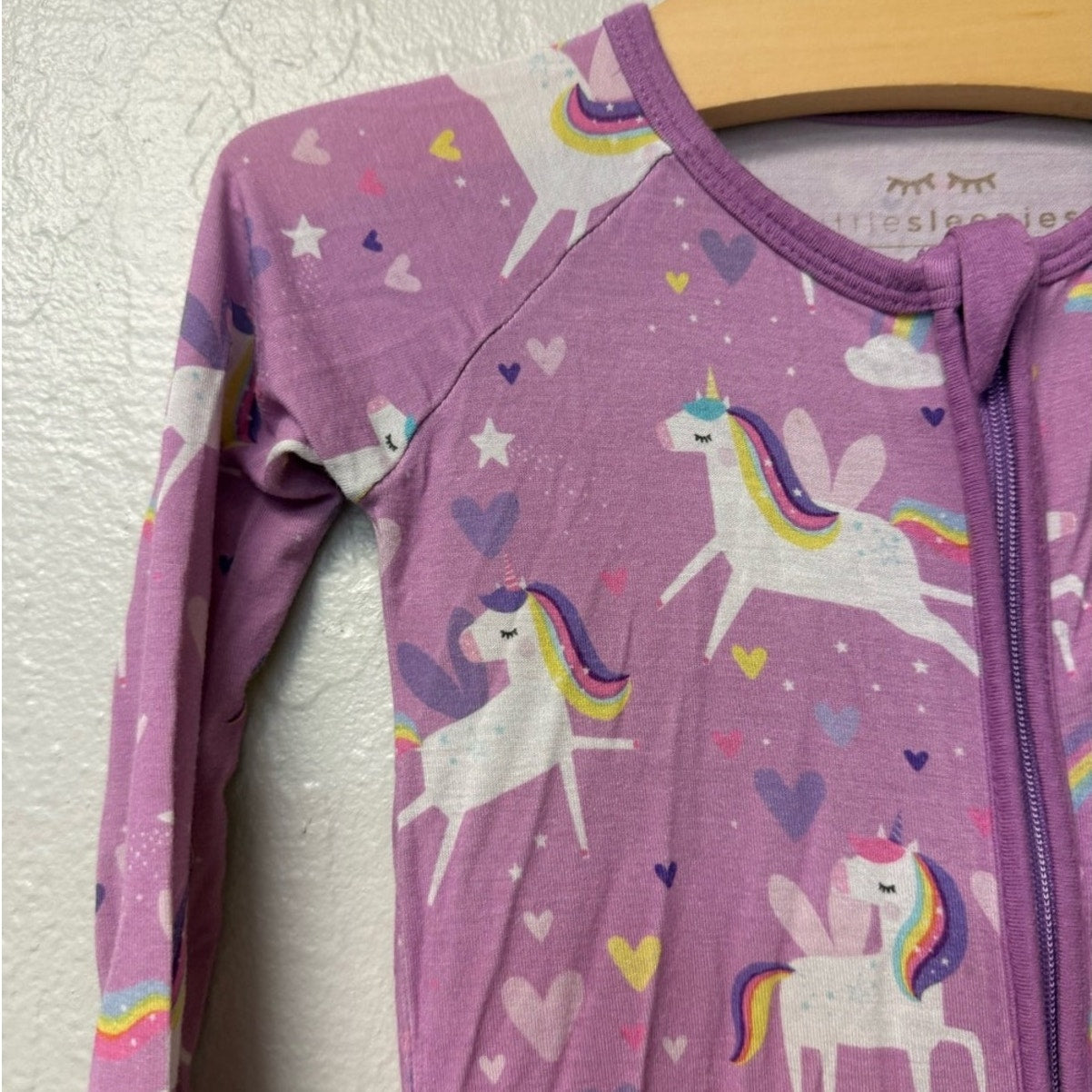 little sleepies girls' purple unicorn footie 12-18M