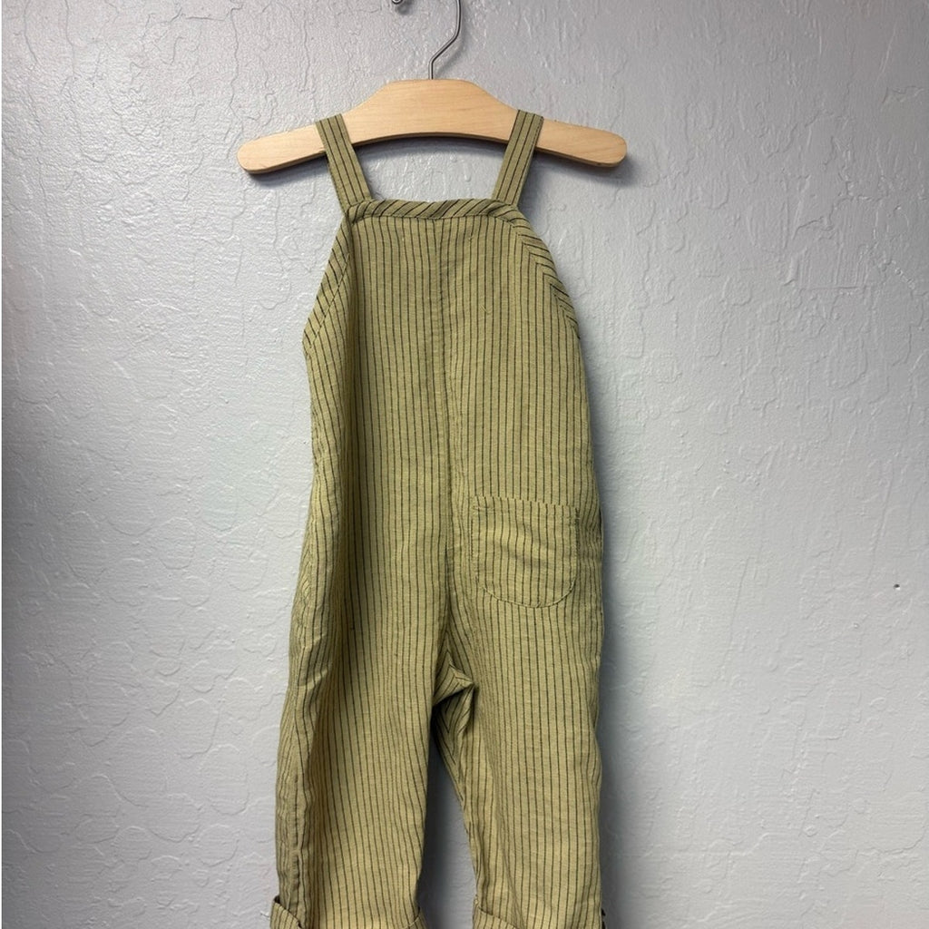 zara boys' green pinstripe jumpsuit 2-3Y