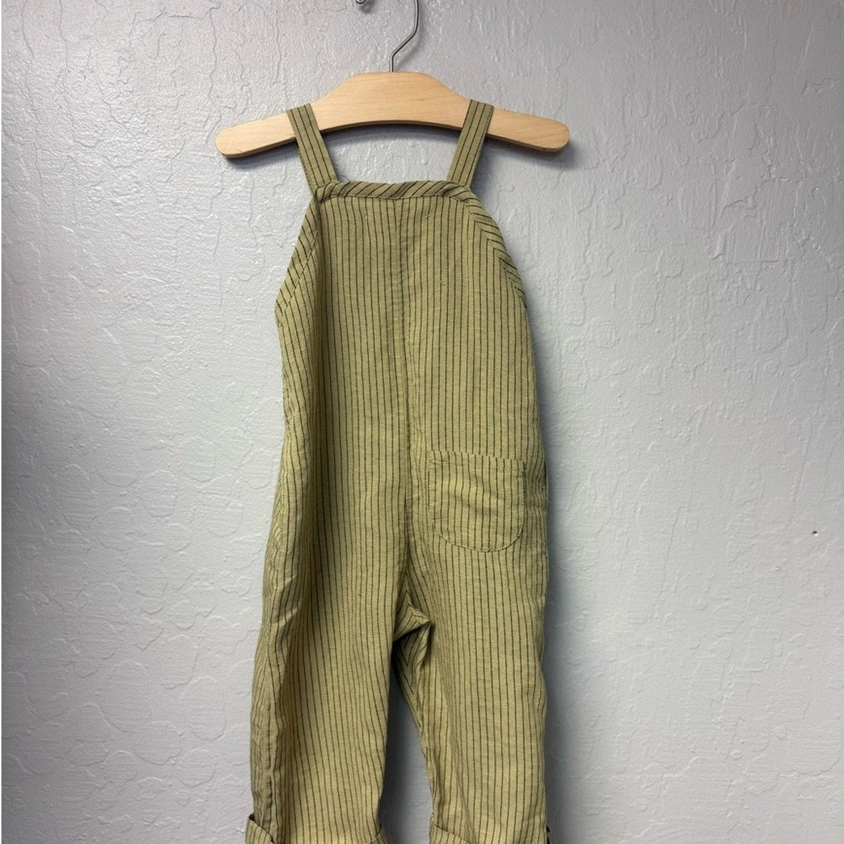 zara boys' green pinstripe jumpsuit 2-3Y