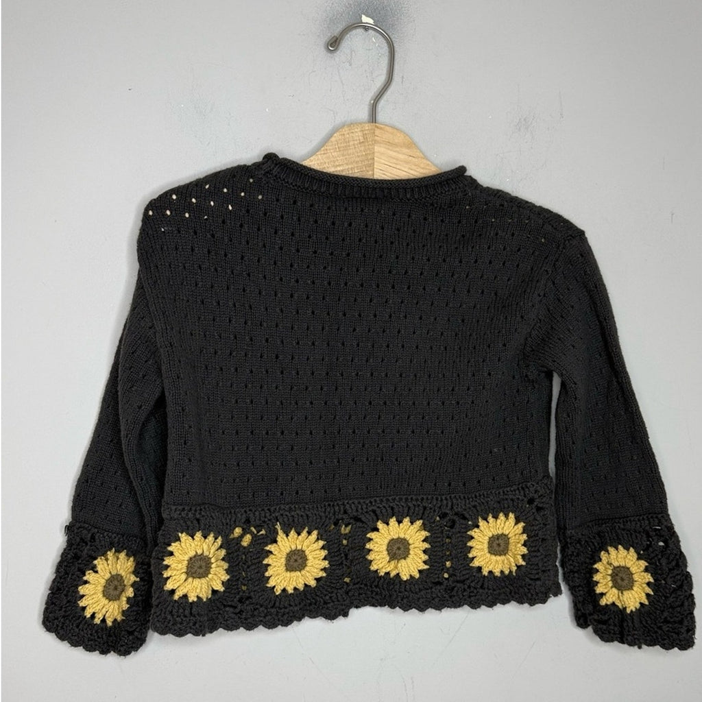 little co. girls' crochet flower sweater top 5Y