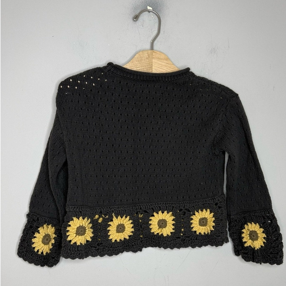 little co. girls' crochet flower sweater top 5Y