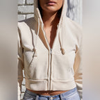 brandy melville cream hoodie zip-up