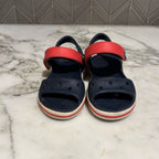 crocs boys' navy red sandals 7c