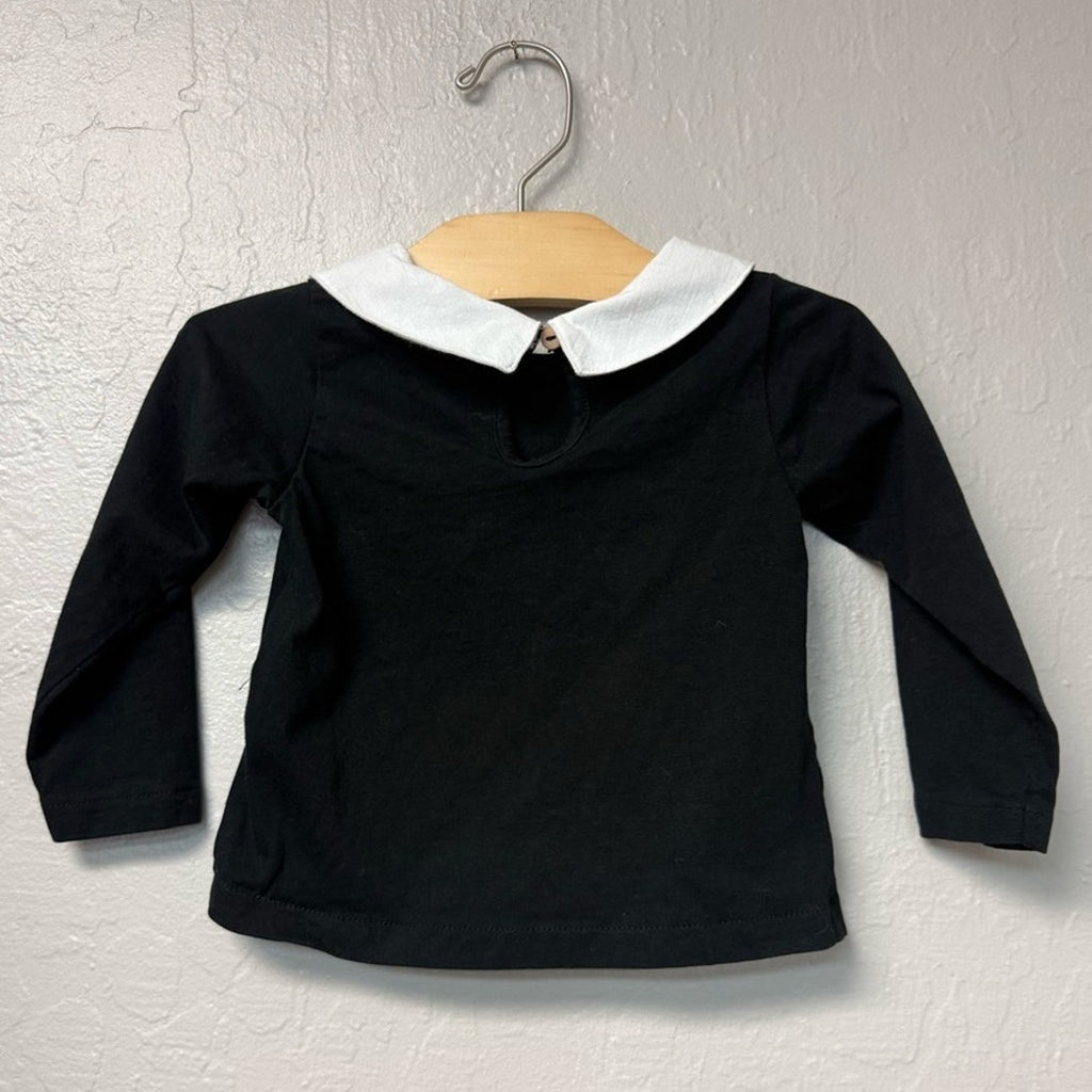 zara black peter pan collar shirt 12-18M