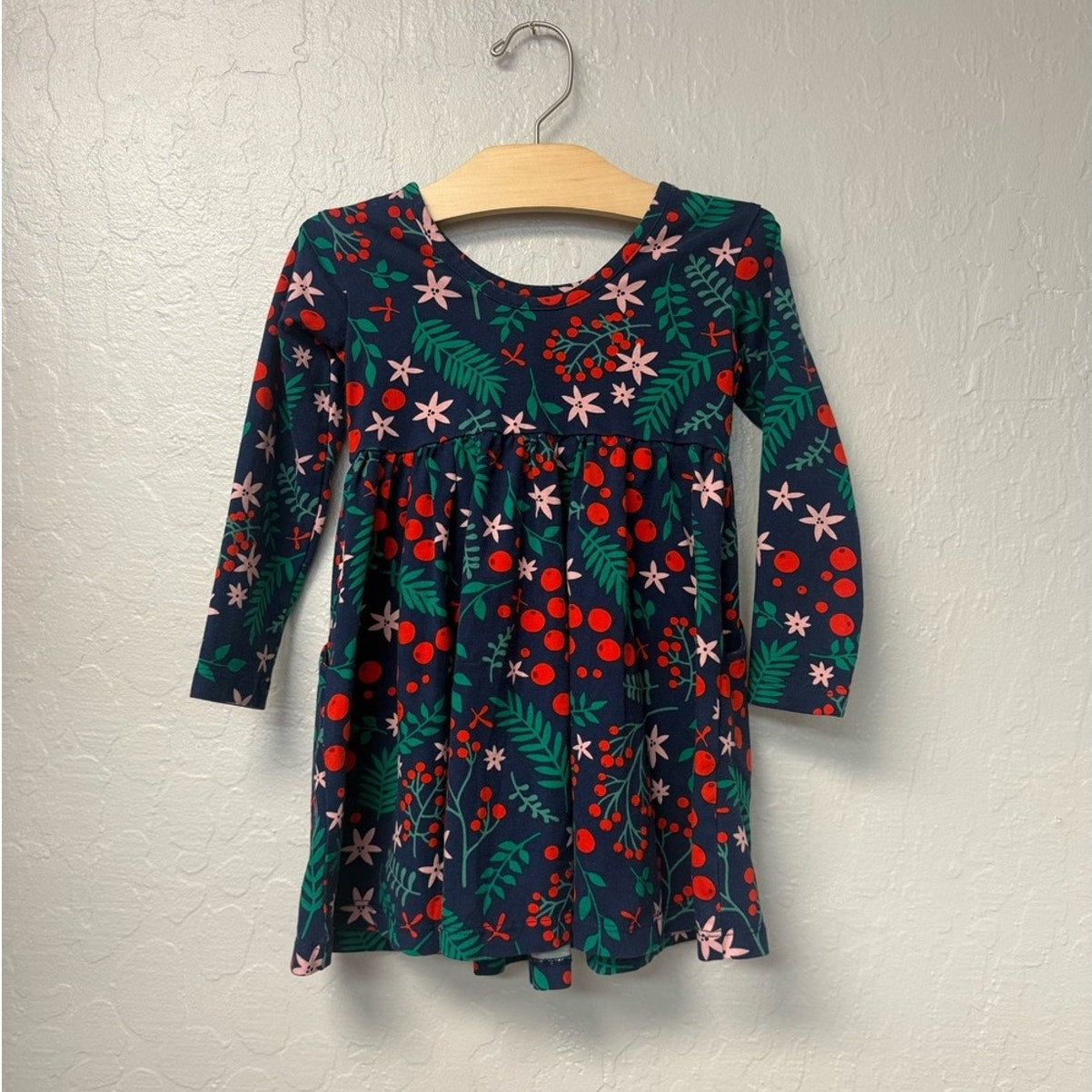 hanna andersson navy floral dress 3T