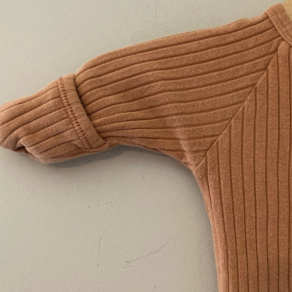 kate quinn ribbed tan gown 0-3M