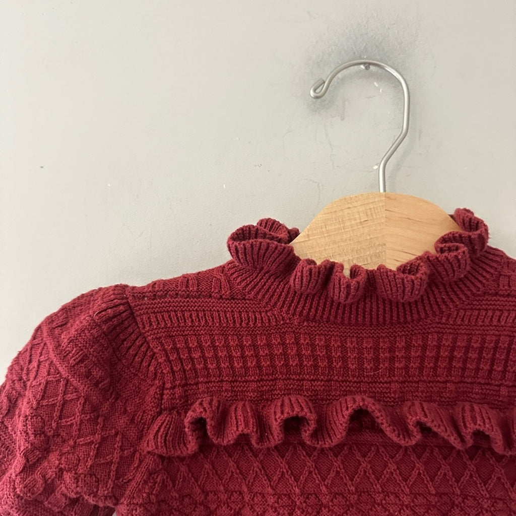 janie and jack girls' maroon knit sweater 2T