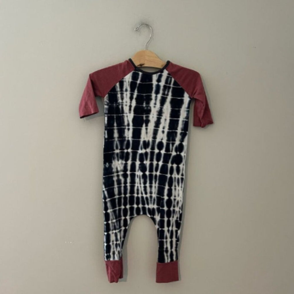 rags boys' maroon tie-dye romper 2T