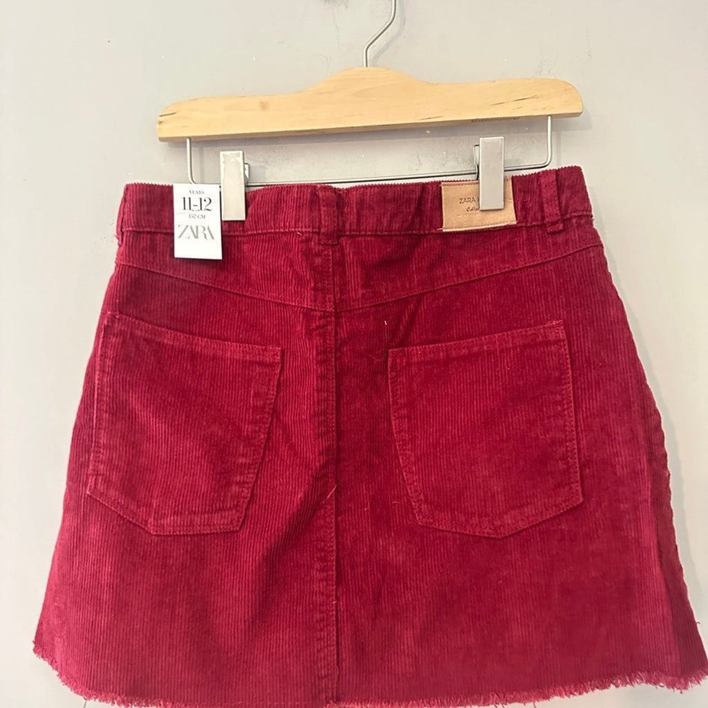 zara girls' red corduroy skirt NWT 11-12Y