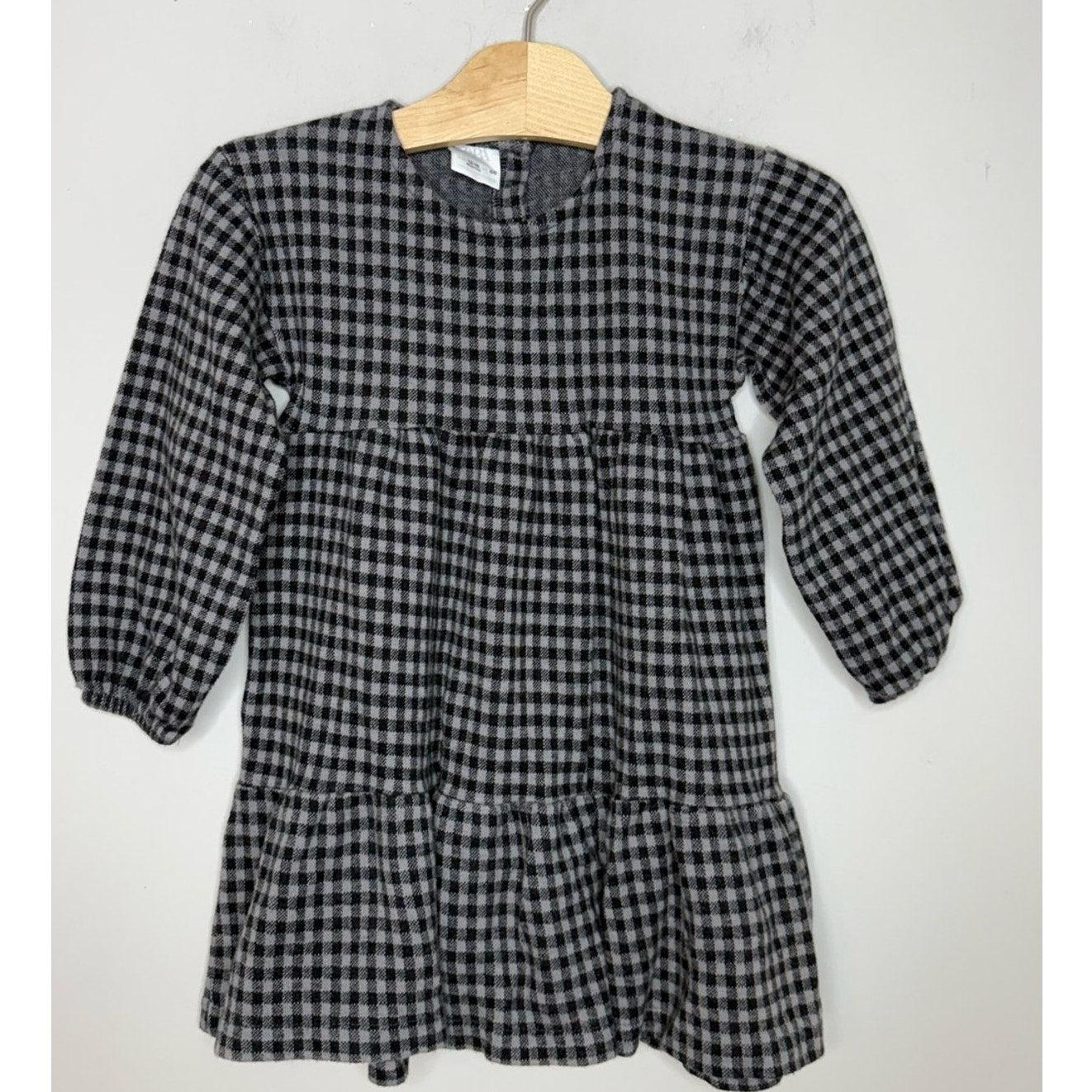 zara blue black checkered plaid dress 12-18M