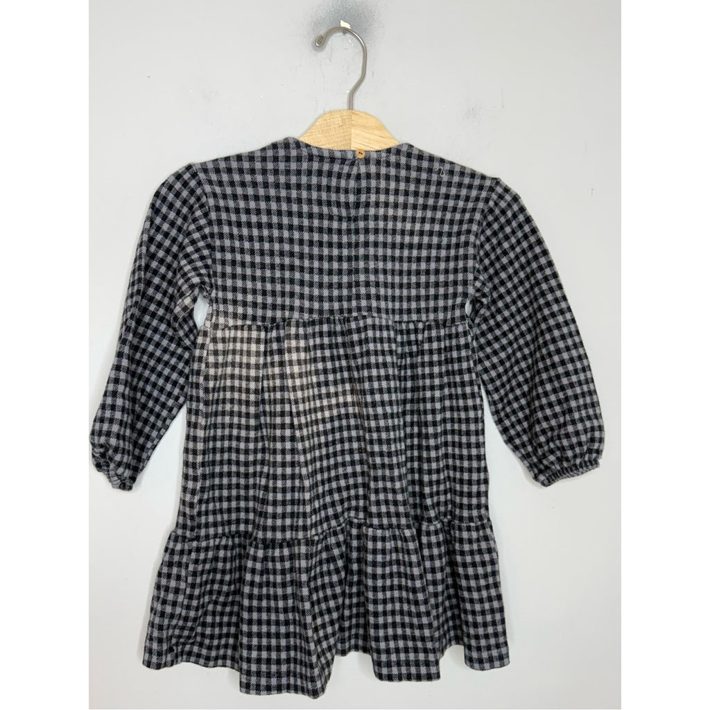 zara blue black checkered plaid dress 12-18M