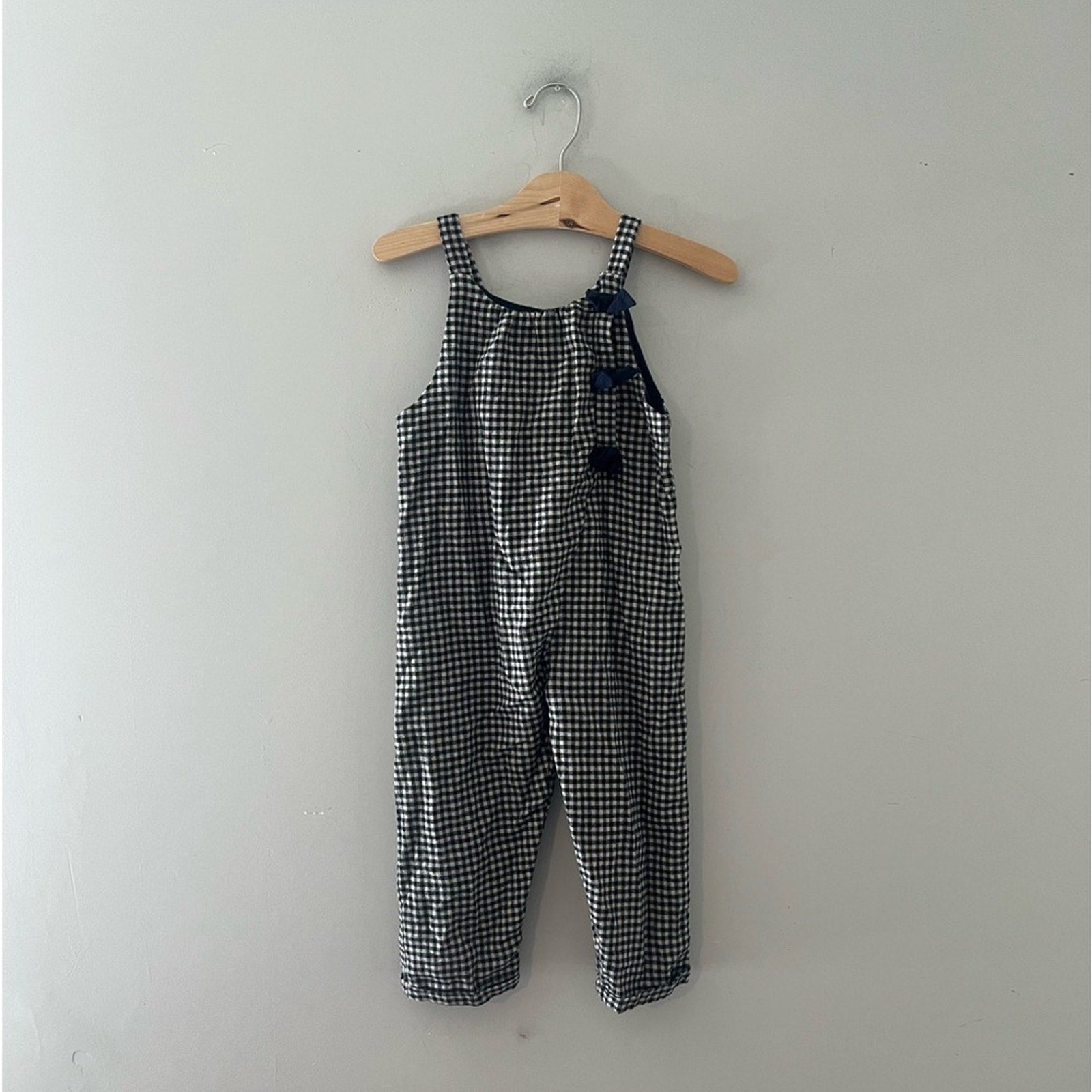 zara navy blue checked jumpsuit 3-4Y