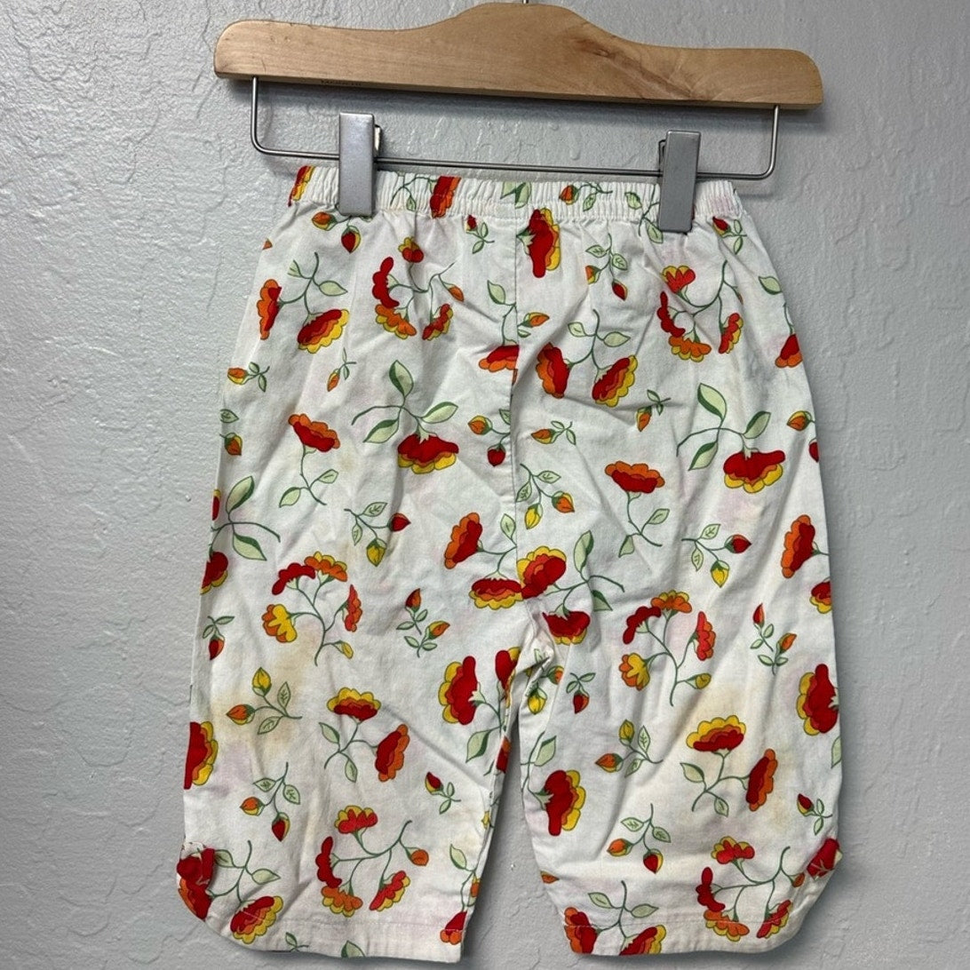 hanna andersson cream cropped floral pants 3Y