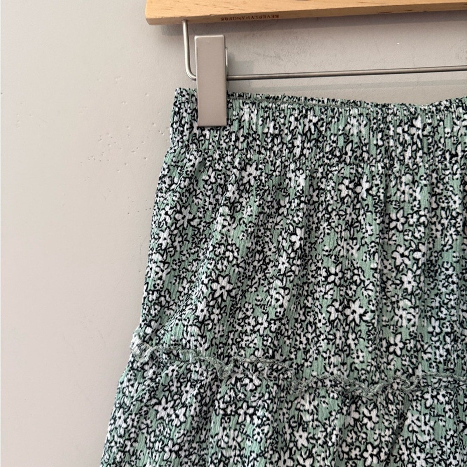 zara floral skirt tiered green‎ 11-12Y