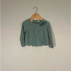 zara girls' green long-sleeve tee with bow 6-9M