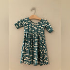 hanna andersson green floral skater dress 4Y
