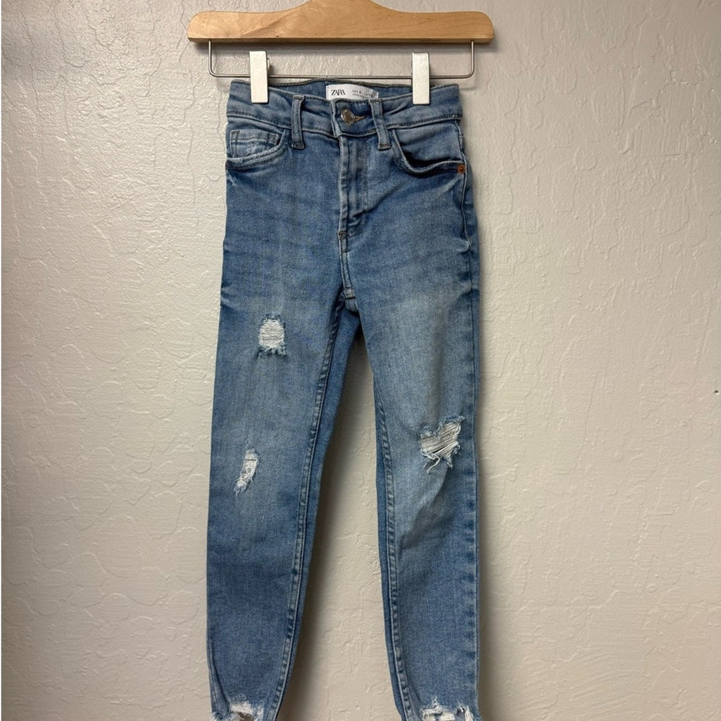 zara girls’ jeans uneven hem 6Y