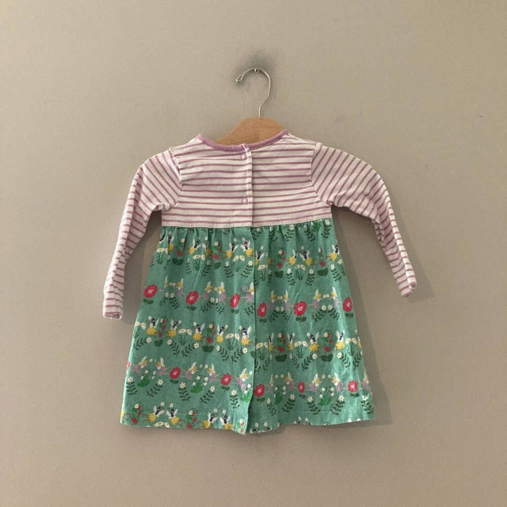mini boden floral long sleeve dress stripes 12-18M